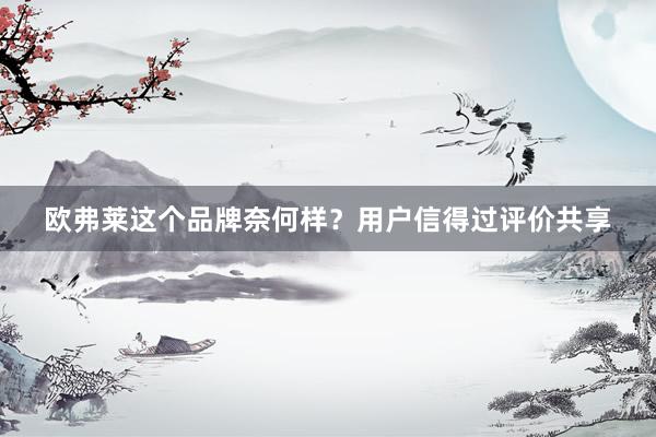 欧弗莱这个品牌奈何样？用户信得过评价共享
