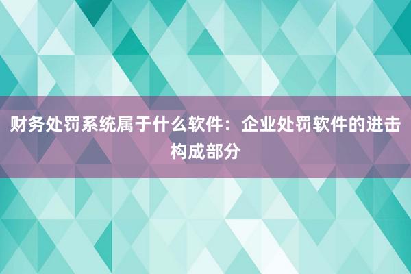 财务处罚系统属于什么软件：企业处罚软件的进击构成部分