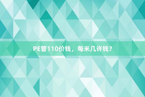 PE管110价钱，每米几许钱？